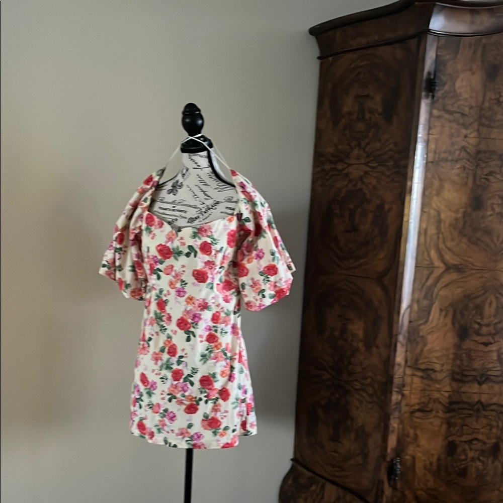 Zara Floral Mini Dress - Pink and Green